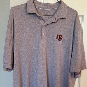 Johnnie-O Short Sleeve Texas A&M Polo Shirt - Maroon & White Stripe - XXL